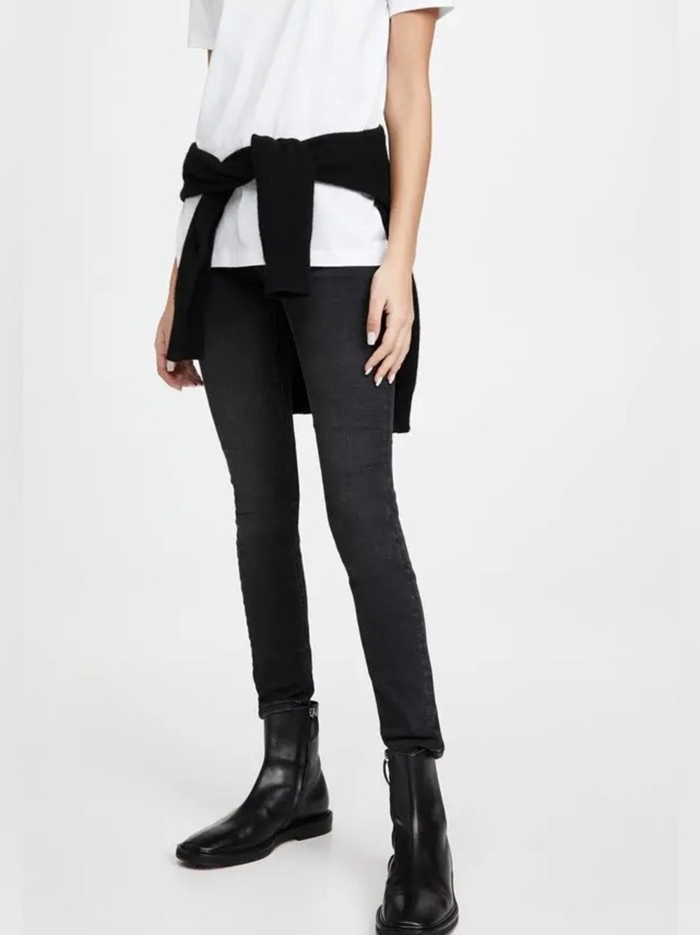 Acne Studios Peg Used Black High Rise Skinny Jeans 26/32 Italy